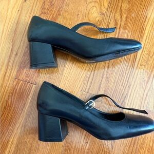 Stuart Weitzman Black Leather Block Heels